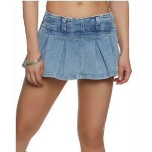 Refuge Denim Pleated Mini Skort L/G Edgy Streetwear Y2K